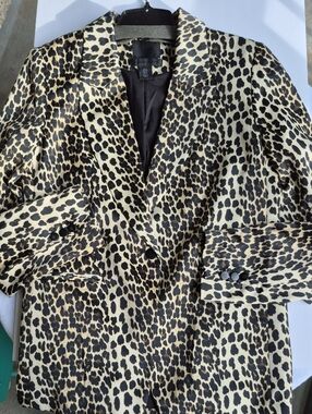 Maison 500 Leopard Print Tailored Blazer Jacket - Cream and Black